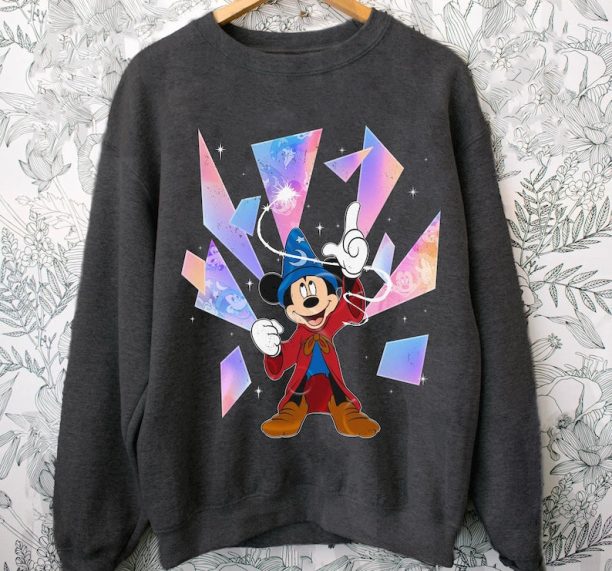 Sorcerer Mickey Disney 100 Years Of Wonder Sweatshirt, Walt Disney Sweatshirt, Fantasia Disneyland 2023 Trip 100th Anniversary