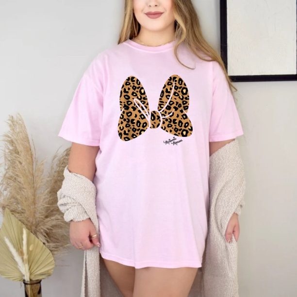 Disney Minnie Mouse Leopard Bow Comfort Colors® Shirt, Disney Girls Shirt, Disney Aesthetic Shirt, Disneyworld Shirt