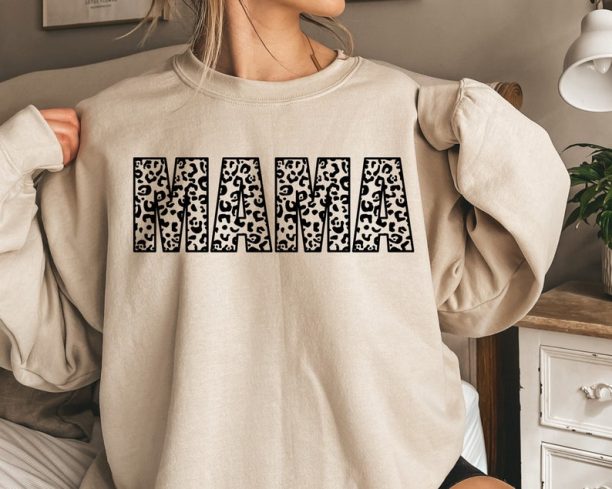 Leopard Print Mama Sweatshirt, Cheetah Mama Sweatshirt for Mother's Day, Gifts for Mom, Cute Mama Gift for Mothers Day, Mama Sweatshirt