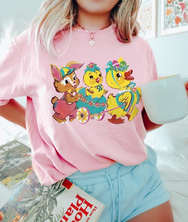 Easter Shirt Retro Comfort Colors Shirt Easter Bunny Shirt Gift for Her Vintage Easter Chick TShirt Happy Easter Day