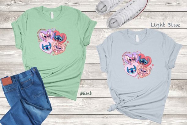 Happy Valentine’s Day Shirt, Valentine StitchShirt, Stitch and Angel Shirt, Disney Valentine Shirt