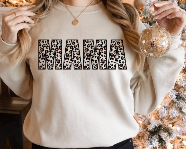 Leopard Print Mama Sweatshirt, Cheetah Mama Sweatshirt for Mother's Day, Gifts for Mom, Cute Mama Gift for Mothers Day, Mama Sweatshirt