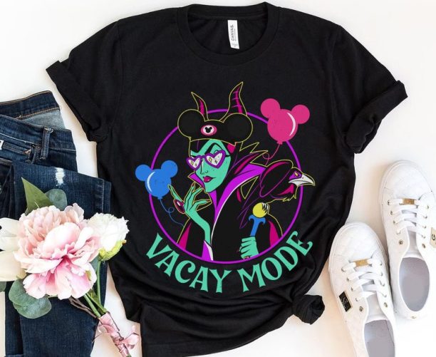 Maleficent with Mickey Balloon Vacay Mode Shirt / Sleeping Beauty Disney Villain T-shirt / Walt Disney World