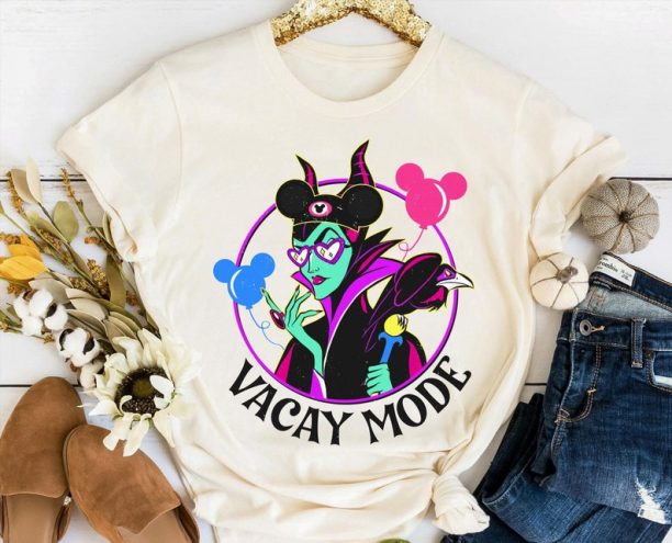 Maleficent with Mickey Balloon Vacay Mode Shirt / Sleeping Beauty Disney Villain T-shirt / Walt Disney World