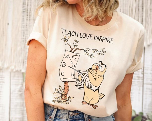 Winnie The Pooh Owl Teacher Teach Love Inspire Shirt / Disney Teacher Appreciation T-shirt / Funny Teaching Gift /