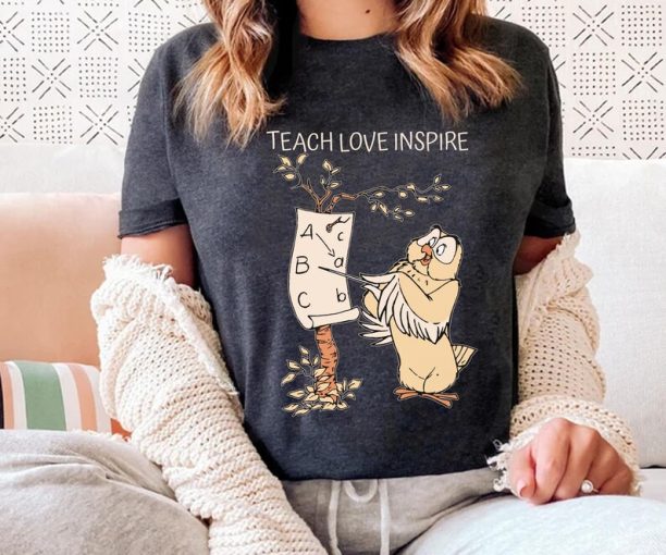 Winnie The Pooh Owl Teacher Teach Love Inspire Shirt / Disney Teacher Appreciation T-shirt / Funny Teaching Gift /