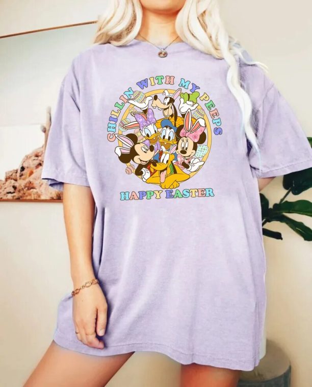 Disney Happy Easter Comfort Colors Shirt, Chillin With My Peeps Mickey and Friends Shirt, Disney World Shirt