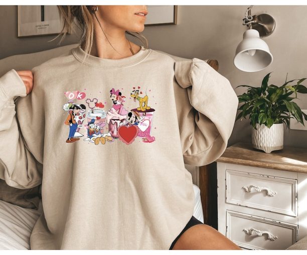 Disney Valentine's Day Sweat, Mickey And Minnie Valentine Sweat,Mickey And Friends Valentine,Gift For Her,Cartoon Valentine Day