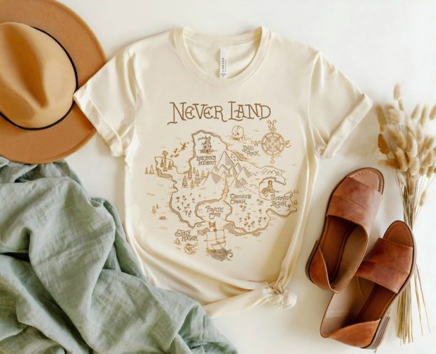 Disney Peter Pan Neverland Map Shirt, Return to Never Land T-shirt, Disneyland Family Matching Tee