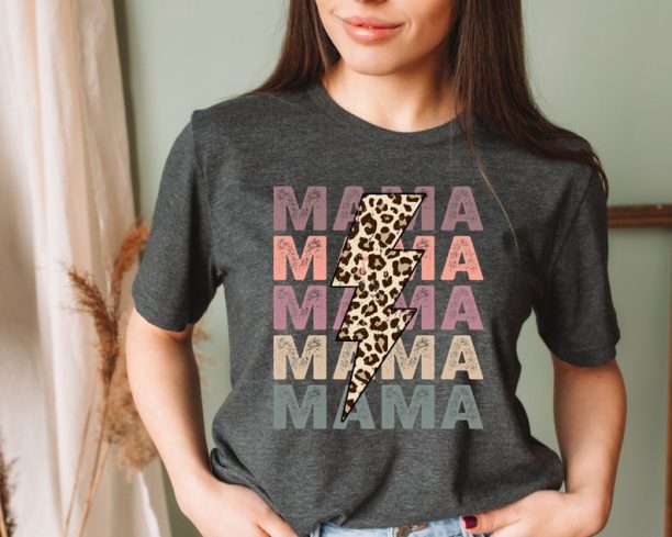 Retro Vintage Mama Shirt, Leopard Mama Shirt, Motherhood Shirt, Cute Mom Shirt,Mothers Day Gift, Mama T-shirt,Mom Life Shirt,Girl Mama Shirt