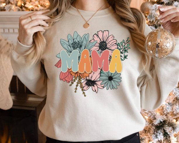 Retro Floral Mama Sweatshirt, Mom Sweatshirt for Mom for Mother's Day, Mama Sweatshirt, Sweatshirt for Mom for Mother's Day, Mama Sweatshirt