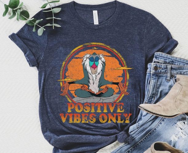 Lion King Rafiki Meditating Positive Vibes Only Shirt / Retro Disney T-shirt / Magic Kingdom / Walt Disney World