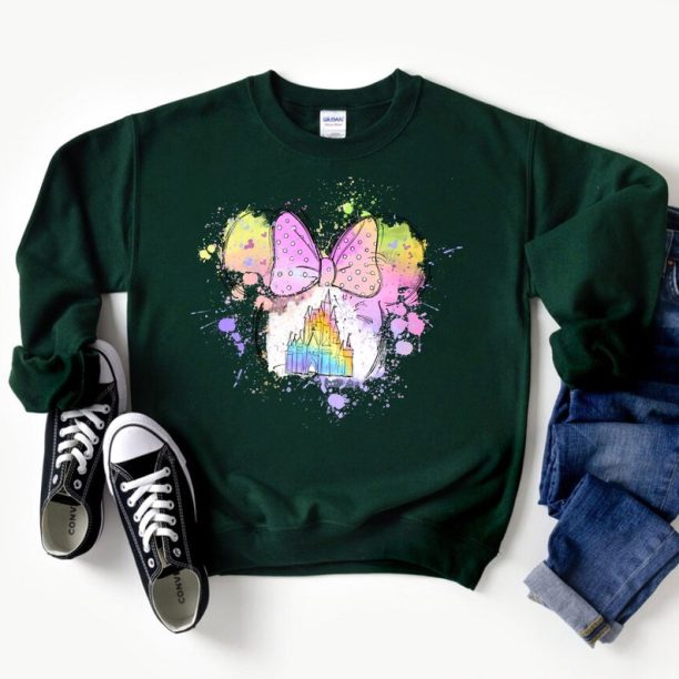 Disney Water Color Castle Minnie Sweatshirt - Disney Castle - Disney Vacation Shirt - Disney Trip Shirt