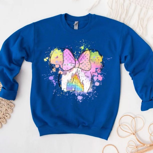 Disney Water Color Castle Minnie Sweatshirt - Disney Castle - Disney Vacation Shirt - Disney Trip Shirt