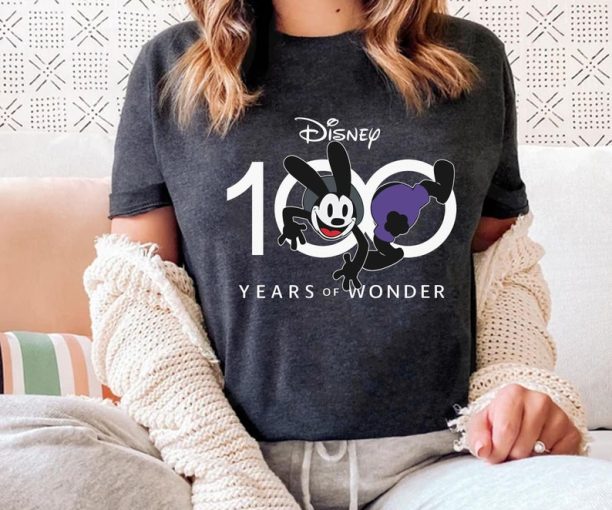 Funny Oswald The Lucky Rabbit Disney100 Shirt / Disney 100 Years Of Wonder Tee / Walt Disney Company T-shirt