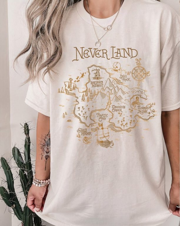 Disney Peter Pan Neverland Map Shirt, Return to Never Land T-shirt, Disneyland Family Matching Tee