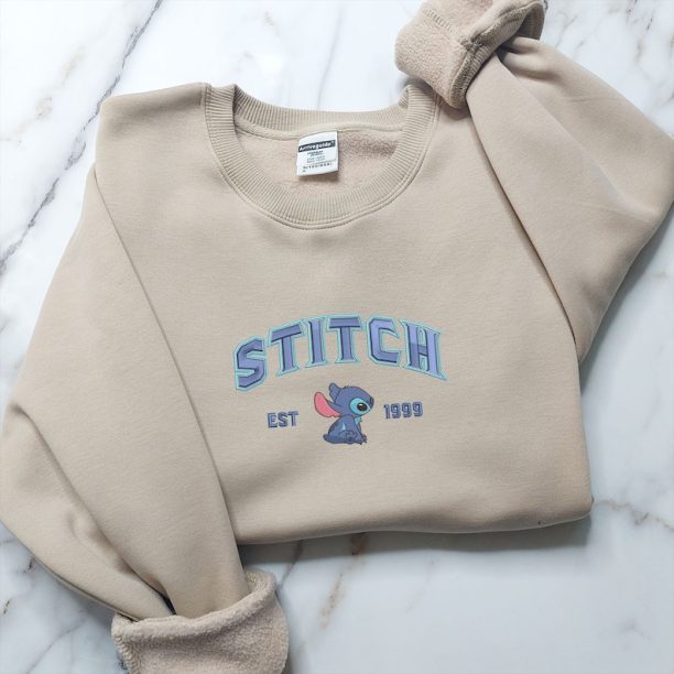 Stitch and Angel Couple Sweater, Cartoon Embroidered Sweatshirts, Trending Crewneck, Vintage shirt