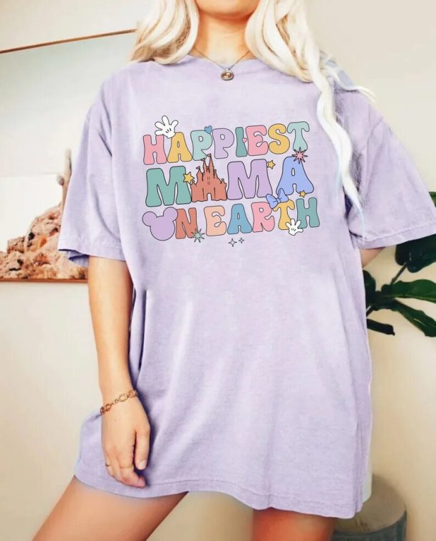 Disney Happiest Mama On Earth Comfort Colors® Shirt, Disney Mom Shirt, Disney Family Shirt, Disney Mothers Day Shirt