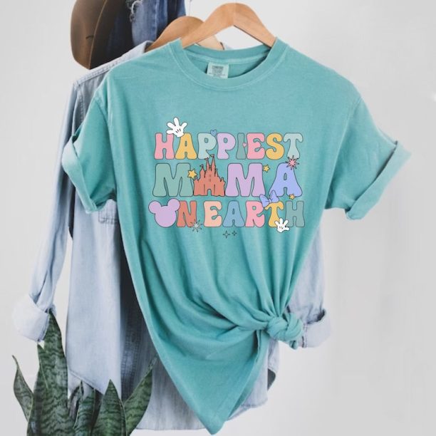 Disney Happiest Mama On Earth Comfort Colors® Shirt, Disney Mom Shirt, Disney Family Shirt, Disney Mothers Day Shirt