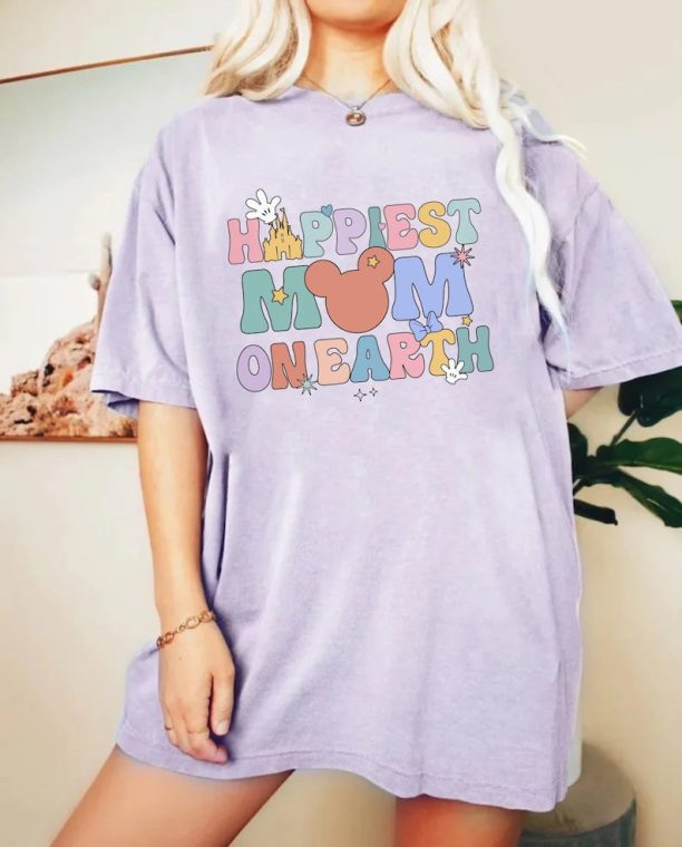 Disney Happiest Mom On Earth Comfort Colors® Shirt, Disney Mom Shirt, Disney Family Shirt, Disney Mothers Day Shirt