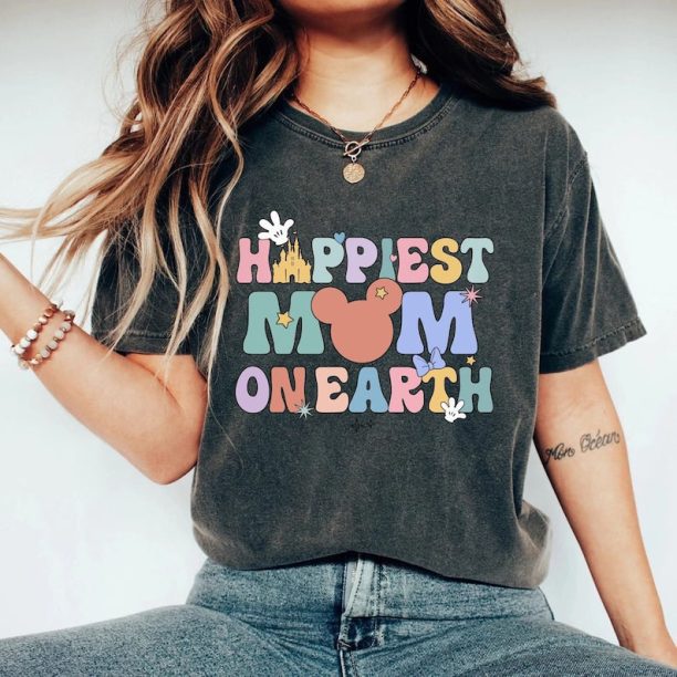 Disney Happiest Mom On Earth Comfort Colors® Shirt, Disney Mom Shirt, Disney Family Shirt, Disney Mothers Day Shirt