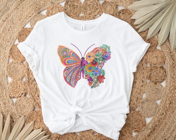 Butterfly Shirt, Mothers Day Shirt, Mama Shirt, Floral Butterfly Shirt, Groovy Flower Butterfly Shirt, Trendy Mothers Day Shirt