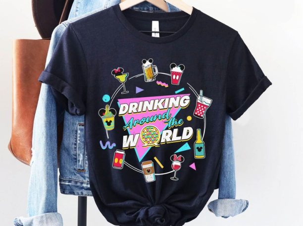 Disney Snack Around The World Drinking Around The World Shirt / Retro 90s Disney Epcot Matching T-shirt