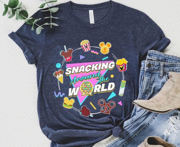 Disney Snack Around The World Drinking Around The World Shirt / Retro 90s Disney Epcot Matching T-shirt