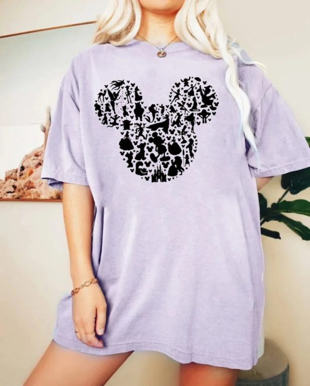 Mickey Mouse Silhouette Comfort Colors® Shirt, Princess Mickey Head Shirt, Animal Kingdom Shirt, Disney Family Trip Shirt