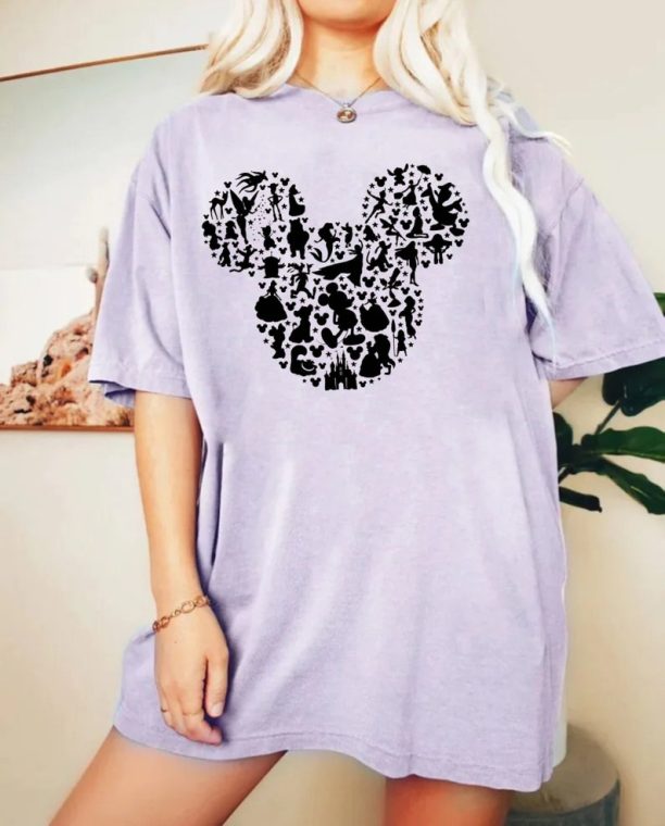 Mickey Mouse Silhouette Comfort Colors Shirt, Princess Mickey Head Shirt, Animal Kingdom Shirt, Disneyworld Shirt