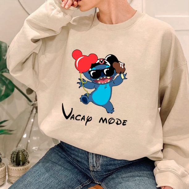 Stitch Vacay Mode Sweatshirt - Stitch Shirt - Disney Travel Shirt - Adventurer Gift - Gift for Traveler - Girls Trip Shirt