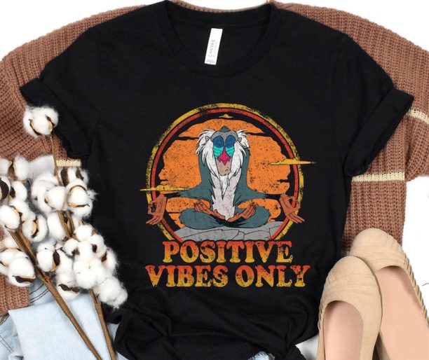 Lion King Rafiki Meditating Positive Vibes Only Shirt / Retro Disney T-shirt / Magic Kingdom / Walt Disney World