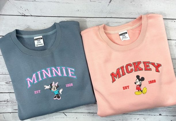 Mickey and Minnie Couple Sweater, Cartoon Embroidered Sweatshirts, Trending Crewneck, Vintage shirt