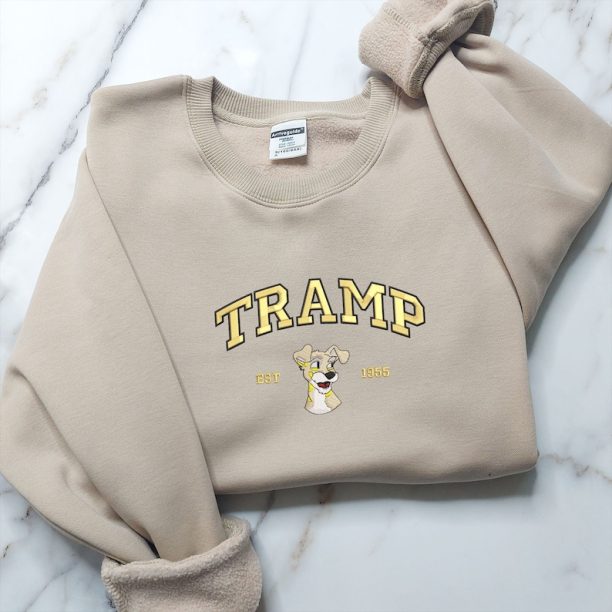 Tramp and Lady Couple Sweater, Cartoon Embroidered Sweatshirts, Trending Crewneck, Vintage shirt