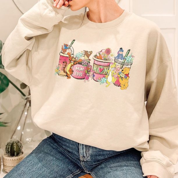 Disney Winnie The Pooh Love Coffee Shirt, Mom Coffee Shirt, Pooh Bear Coffee Shirt, Vintage Disney Sweatshirt