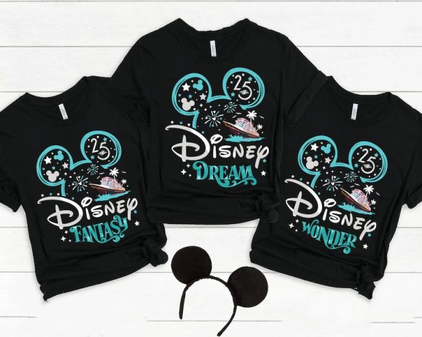 Mickey Disney Fantasy Dream Wonder Wish Magic Shirt, 25th Silver Anniversary At Sea, Disney Cruise Line, Family Matching