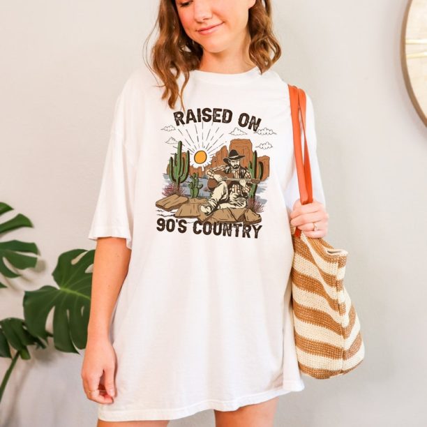 Comfort Colors Raised On The 90s Country Music Shirt, Country Music Lover, Concert Shirt, Country Concert Tee, Distressed, Western TShirt