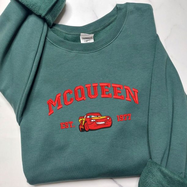 Cartoon Sweatshirts, Cars Mcqueen x Sally Embroidered Sweatshirt, Trending Embroidered Crewneck