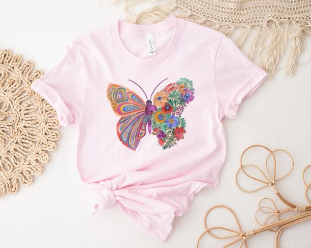 Butterfly Shirt, Mothers Day Shirt, Mama Shirt, Floral Butterfly Shirt, Groovy Flower Butterfly Shirt, Trendy Mothers Day Shirt