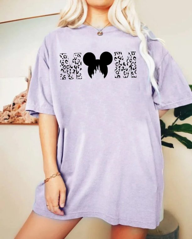 Disney Mom Leopard Print Comfort Colors Shirt, Disney Family Trip Shirt, Disneyworld Shirt