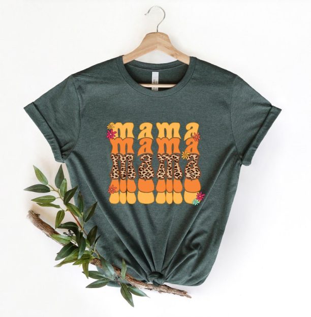 Retro Mama Shirt, Summer Mama Shirt, Boho Mama Tee, Girl Mom Shirt, Leopard Mama Shirt, Gift for Mom, Mothers Day,Mom Shirt,Mom to be Shirt