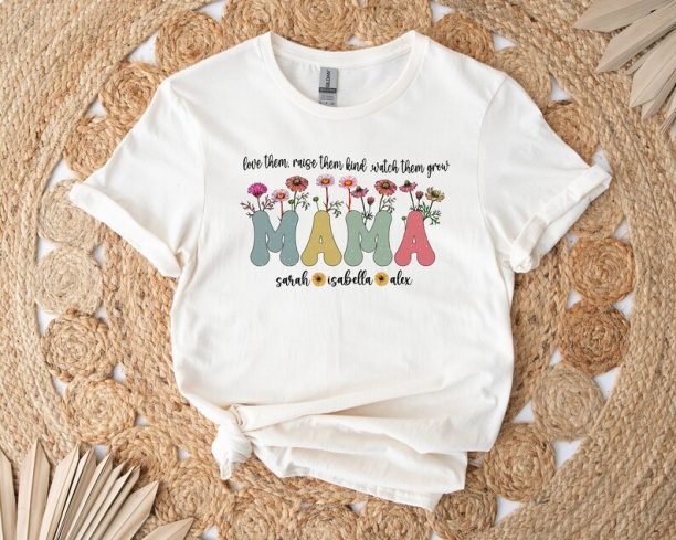 Custom Floral Mama Shirt, Watch Them Grow, Mother Day Gift, Flower Shirt, Mom's Flowers Shirt, Custom Mom Shirt, Custom Flower Shirt