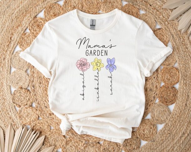 Custom Mama's Garden Shirt, Mother Day Gift, Birth Month Flower Shirt, Mom's Flowers Garden Shirt, Custom Mom Shirt, Custom Flower Shirt