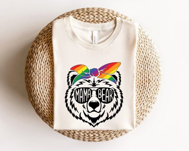 Mama Bear Shirt, Mama Bear With Rainbow Bandana Shirt, Cute Mama Shirt, Funny Mom Shirt, Mama Shirt, Mothers Day Shirt, Gift For Mothers Day