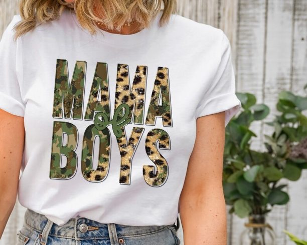 Mama of Boys Tshirt | Mother of Boys Shirt, Mothers Day Gift, Camo Leopard Print Mom Shirt, Leopard Print Shirt for Mom, Mothers Day Shirt