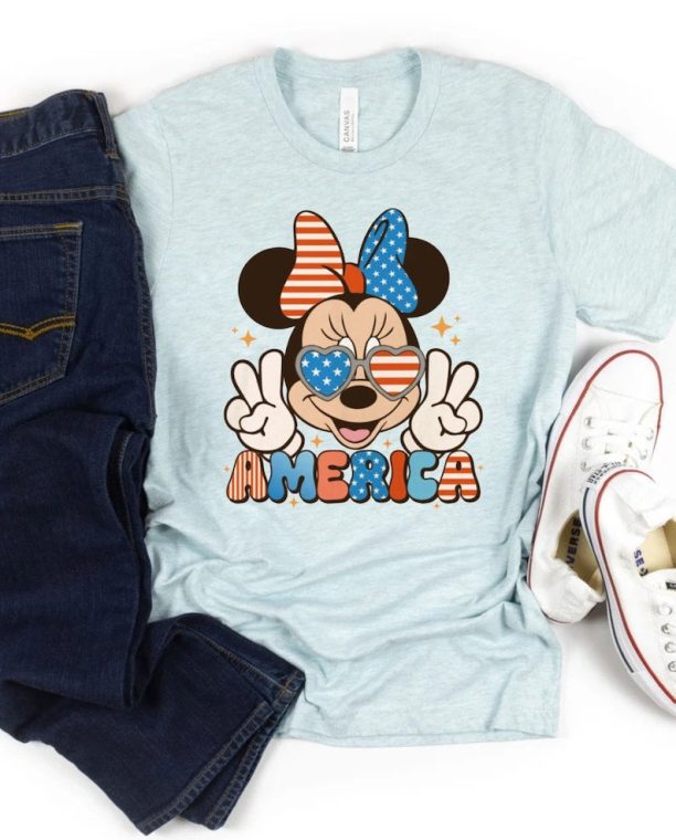 4th Of July Mickey Minnie Comfort Colors Shirt, Patriotic Mouse Shirt, Retro Disney Couple Shirt