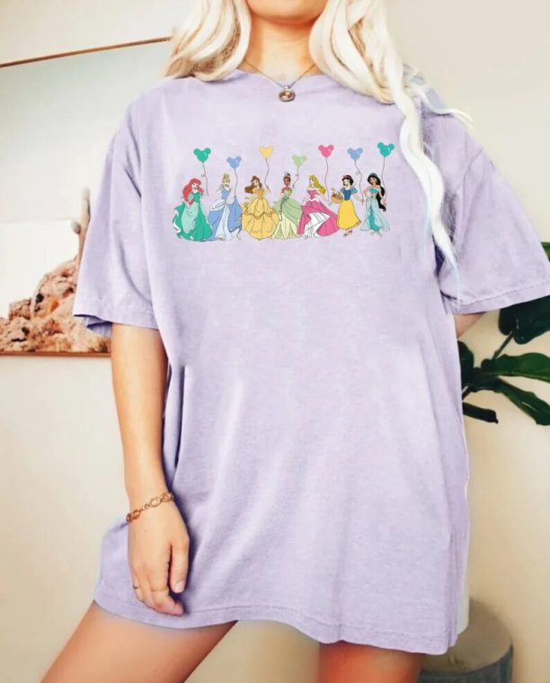 Disney Princess Balloons Comfort Colors® Shirt, Disney Girls Shirt, Cinderella, Disney Family Shirt, Disneyworld Shirt