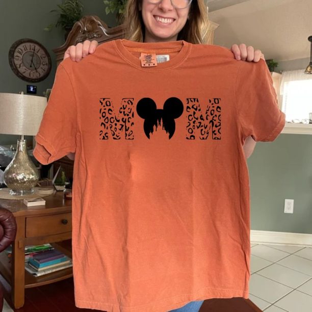 Disney Mom Leopard Print Comfort Colors Shirt, Disney Family Trip Shirt, Disneyworld Shirt