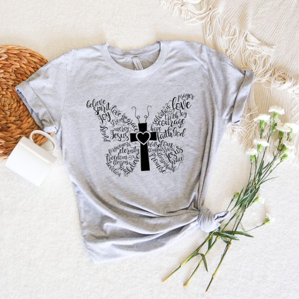 Butterfly Cross Shirt, Butterfly Lover, Jesus Shirt Faith Shirt for Women, Christian Shirt