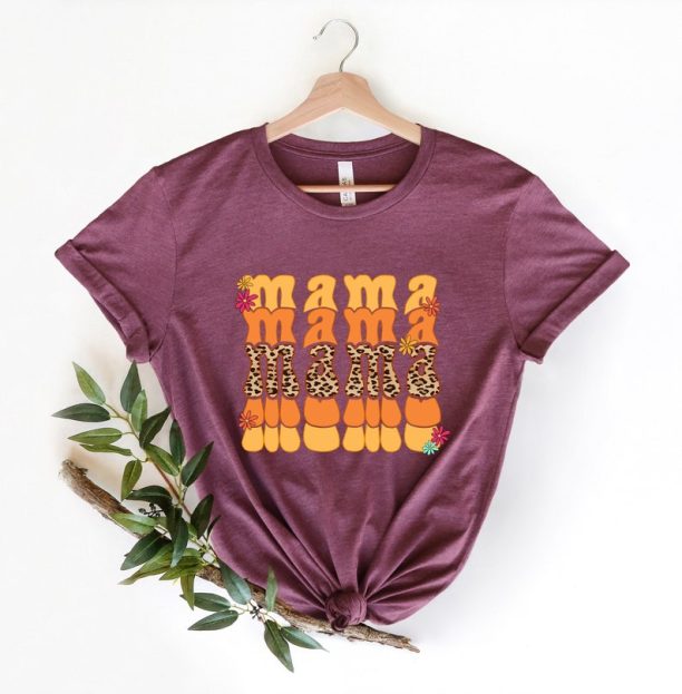 Retro Mama Shirt, Summer Mama Shirt, Boho Mama Tee, Girl Mom Shirt, Leopard Mama Shirt, Gift for Mom, Mothers Day,Mom Shirt,Mom to be Shirt